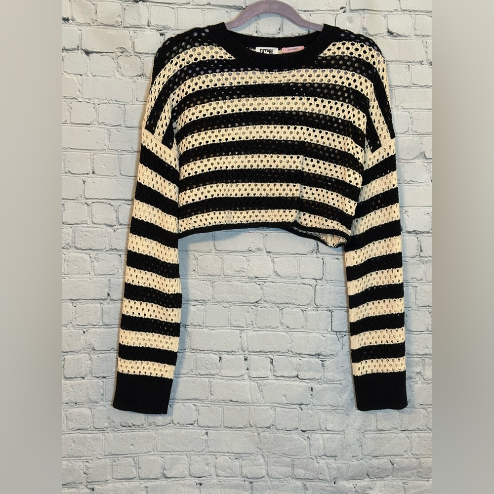 Striped Black and Cream Women's Sweater